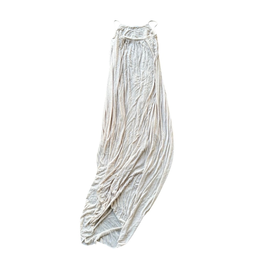 MOD REF Oatmeal Beige Sleeveless Spaghetti Strap Draped Tulip Maxi Dress